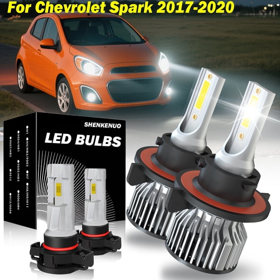 For Chevrolet Spark 2017 2018 2019 2020 Combo 9008 LED Headlight 5202/H16 Fog Light Bulbs Kit 4pcs