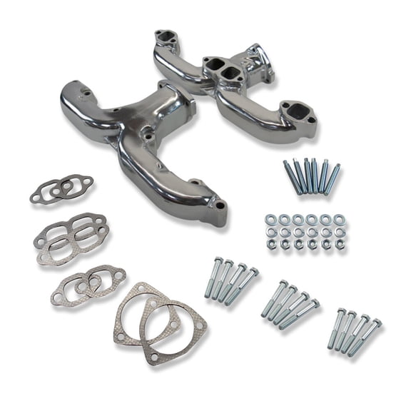 For Chevy 283 400 1955-up Corvette Cast Iron Ram Horn Exhaust Manifolds Ceramic