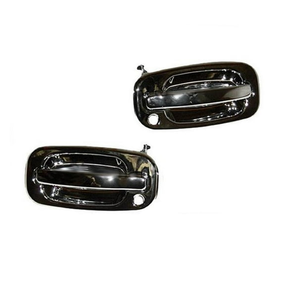 For Chevy Avalanche 2002 03 04 05 2006 Exterior Door Handle Driver And Passenger Side | Pair | Front | Outer | Chrome | With Keyhole | Performance