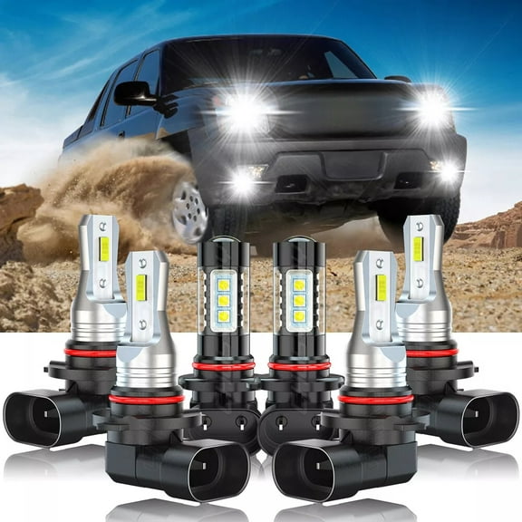 For Chevy Avalanche 2002 2003 2004 2005 LED Headlight High Low Beam Fog Light Bulbs Kit 6000K White 6x
