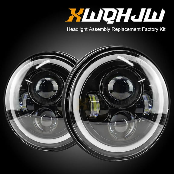 For Chevy C10 C20 C30 K10 G20 7" Inch Round LED Headlight Hi-Lo Beam Bulb Black