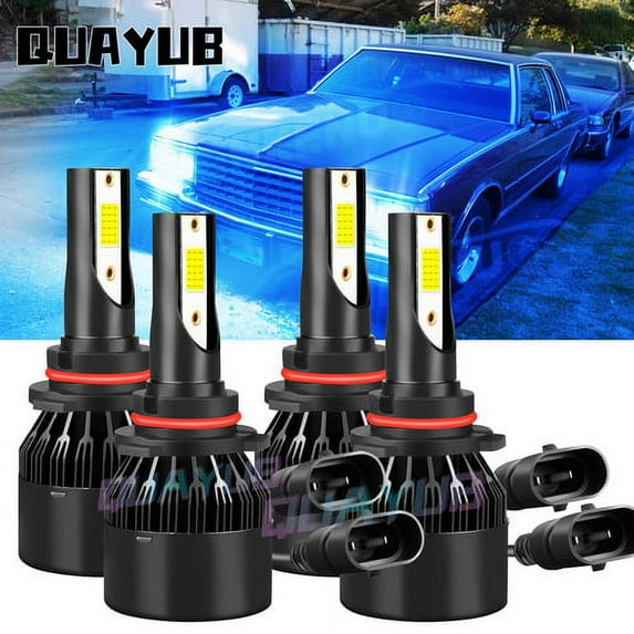 For Chevy C1500 2500 3500 1990-98 4x Ice Blue LED High/Low Beam 9005 9006 Headlight Bulbs
