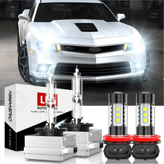 For Chevy Camaro 2014-2018 -4pc Xenon HID Headlight HI/LO & LED Fog Light Bulbs