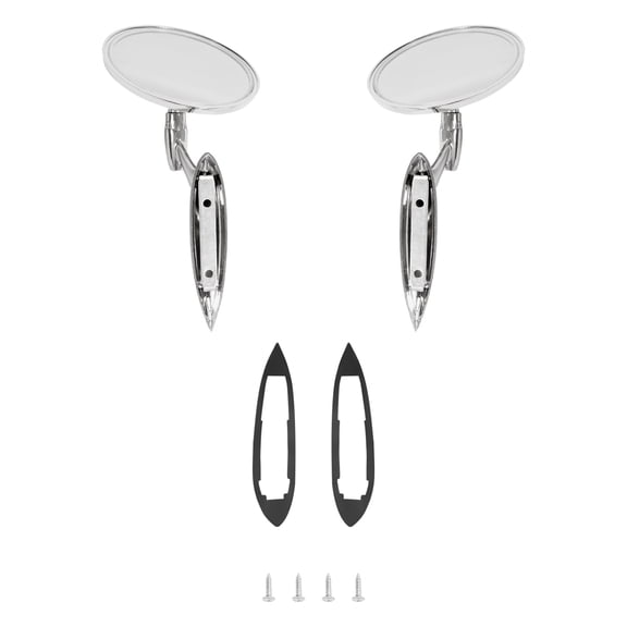 For Chevy Chevelle Impala Nova Round Bowtie Outside Rearview Mirrors Ribbed Base