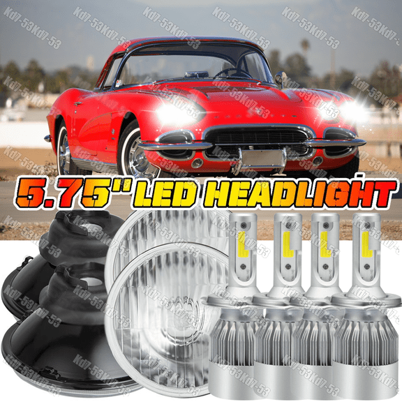For Chevy Corvette 62-82 NEW 5.75" 5-3/4 inch LED Round Headlights Hi/Lo Beam