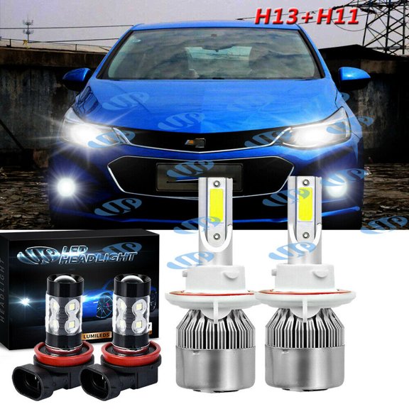 For Chevy Cruze 2011-2013 2014 15 LED Headlight Hi/Lo + Fog Light Bulbs Combo 4x