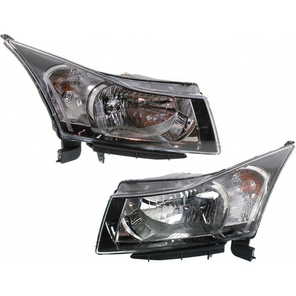 For Chevy Cruze Headlight Assembly 2016 Pair Driver and Passenger Side Limited Black Housing w/ Bulbs CAPA Certified For GM2502361