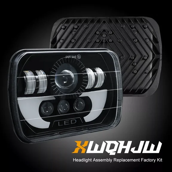 For Chevy Express Cargo Van 1500 2500 3500 Pair 7 5x7 LED Headlights Hi/Lo DRL