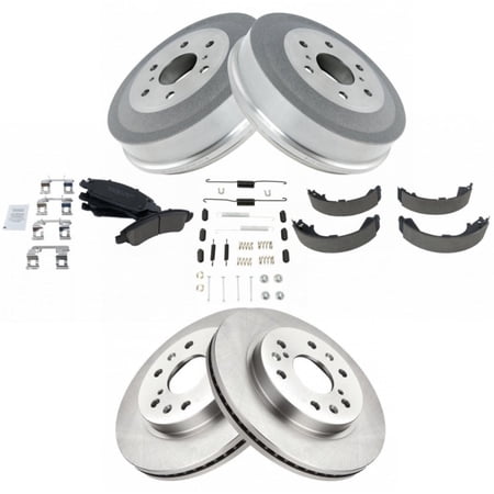For Chevy GMC Front Ceramic Brake Pad Rotor Rear Drum Shoe & Hardware Kit w/s Fits select: 2011 ,2013 CHEVROLET SILVERADO K1500 LT