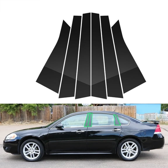 For Chevy Impala 2006-2013 6Pcs Glossy Piano Black Pillar Posts Door Trim Covers