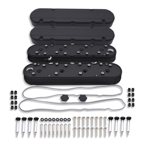 For Chevy LS LS1 LS2 LS3 LS6 LS7 4.8 5.3 5.7 6.0L Smooth Tall Valve Covers Black