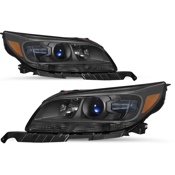 For Chevy Malibu 2013-2015 Halogen 2pcs Headlights Black Amber Headlamps