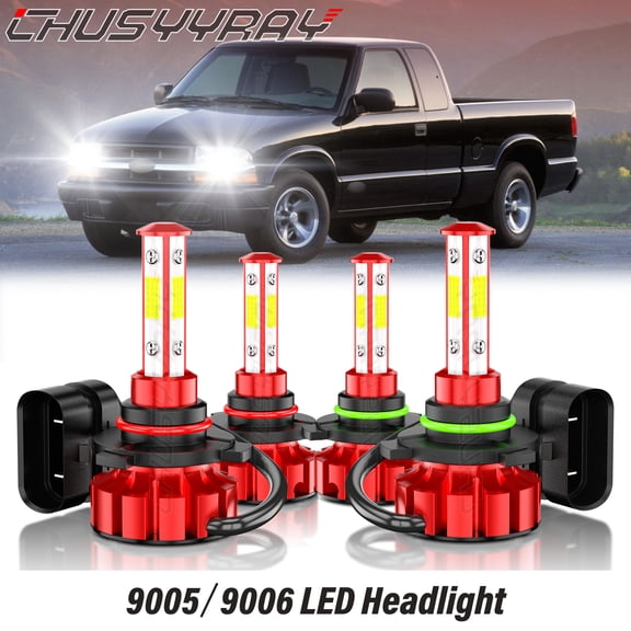 For Chevy S10 1998-2003 - 4Pcs 6000K White LED Headlight High & Low Beam Bulbs Kit