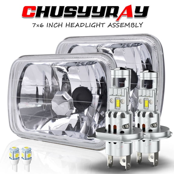 For Chevy S10 Blazer Pair 7x6 Inch LED Headlight High Low Sealed Beam 6000K Kit