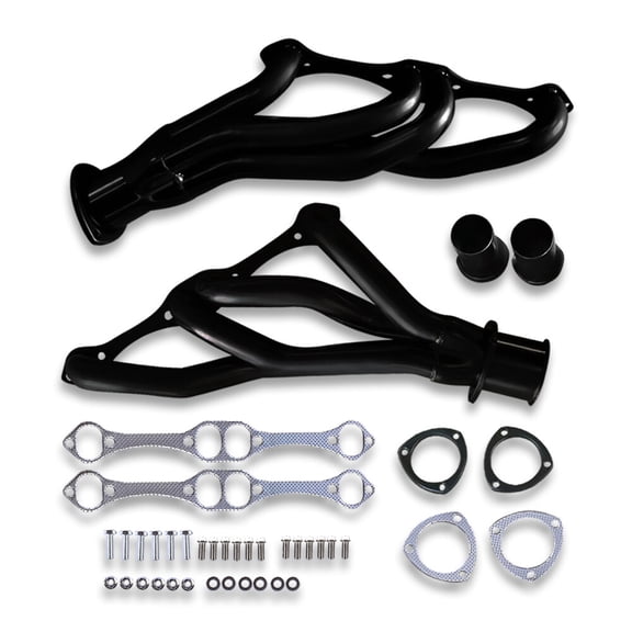 For Chevy SBC 265 283 350 400 V8 1964-1977 Black Steel Exhaust Manifold Headers