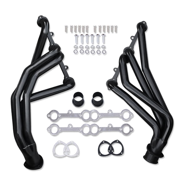 For Chevy SBC GMC Pickup Truck V8 Pontiac 283 400 1966-1987 Exhaust Header Black