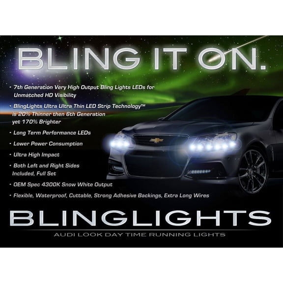For Chevy SS LED DRL Head Lamp Light Strips Day Time Running Kit