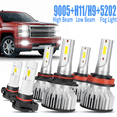 thumbnail image 1 of For Chevy Silverado 1500 2007-2015 Combo 6000K LED Headlights Fog Light Bulbs Kit 6pcs, 1 of 17