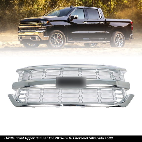 For Chevy Silverado 1500 2016-2018 Upper Grille Bumper Upper Chrome Plastic NEW