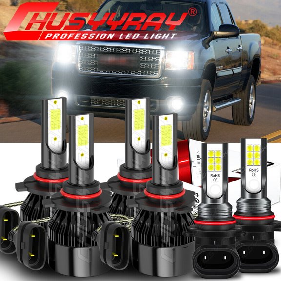 For Chevy Silverado 1500 2500 2003-2005 2006 LED Headlights Fog Lights Bulbs