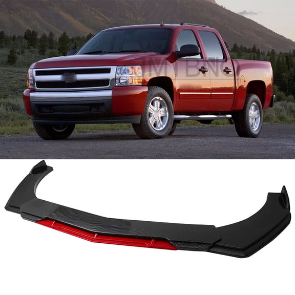 For Chevy Silverado 1500 Front Bumper Lip Spoiler Splitter Body Kit Carbon + Red