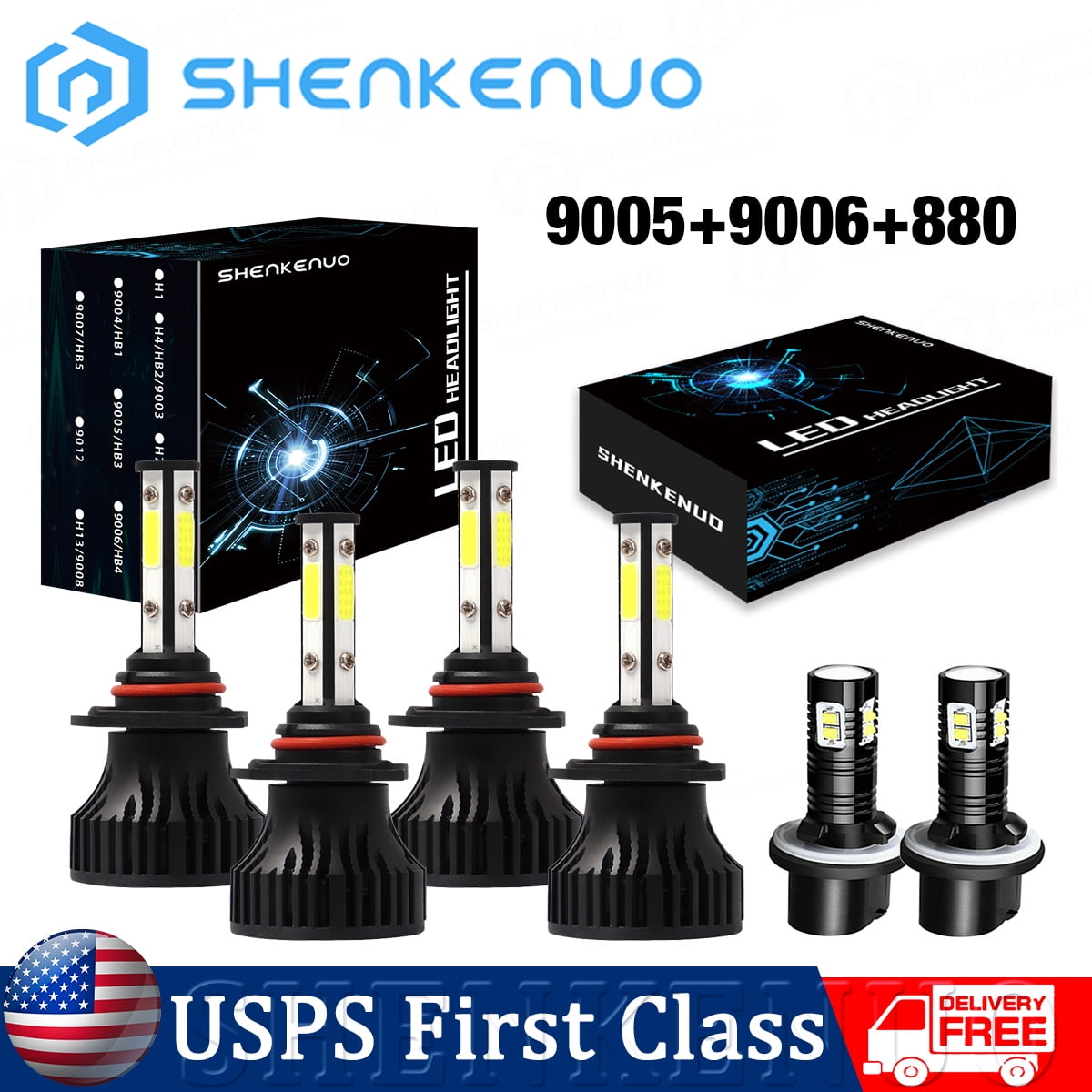 For GMC Yukon XL 1500 2007-2014 - 4PC 8000K LED Headlights + Fog Light