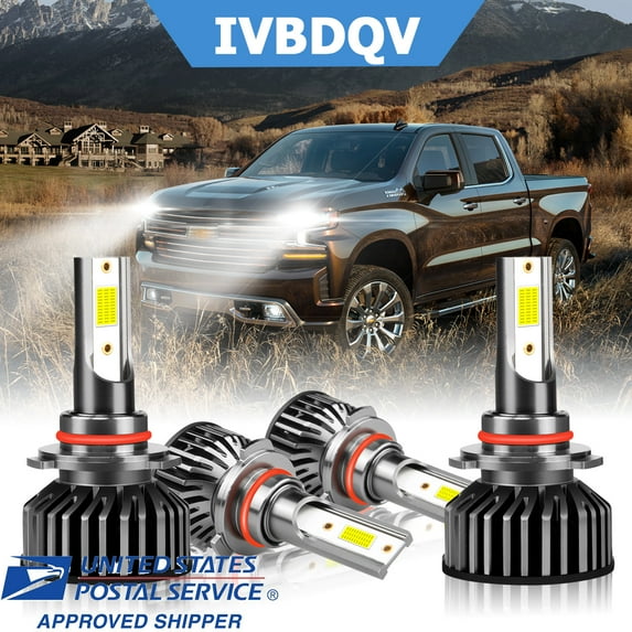 For Chevy Silverado 1500 HD 2005-2006 LED Headlight Bulb 9005 High+9006 Low Beam Combo Pack of 4 6000K