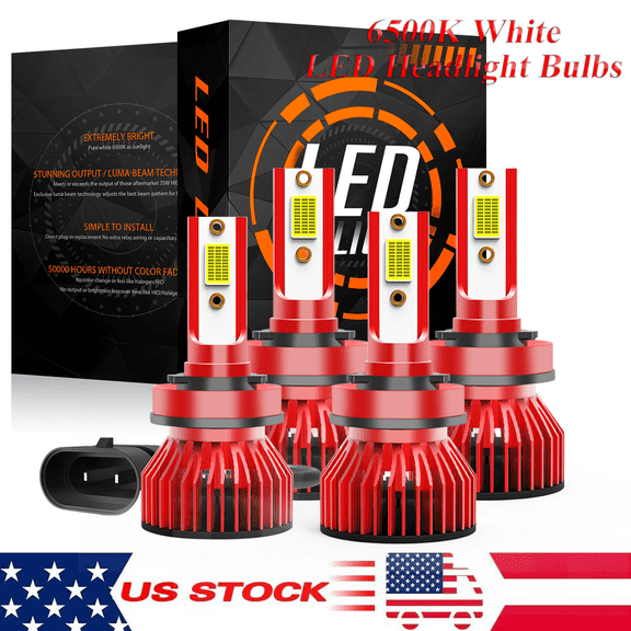 For Chevy Silverado 2023 2024 2025 Combo LED Headlight High Low Beam Bulbs 4 Pack, 6,500K Cool White 30,000LM Super Bright