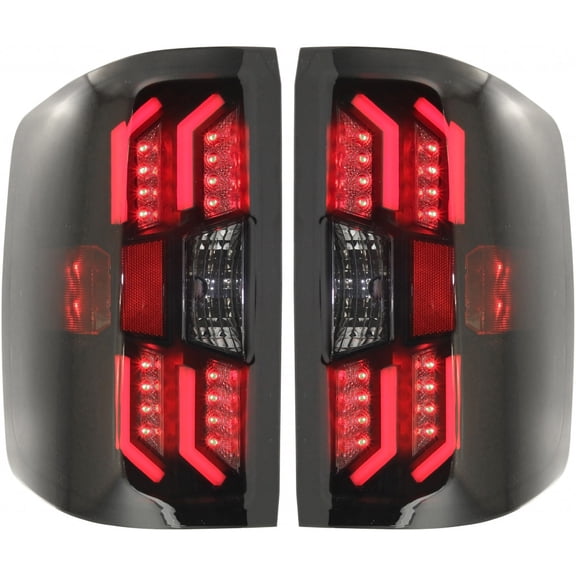 For Chevy Silverado 2500 / 3500 HD Performance Tail Light Assembly 2014 2015 2016 Pair LED | Black Interior | Smoke Lens | All Cab Types