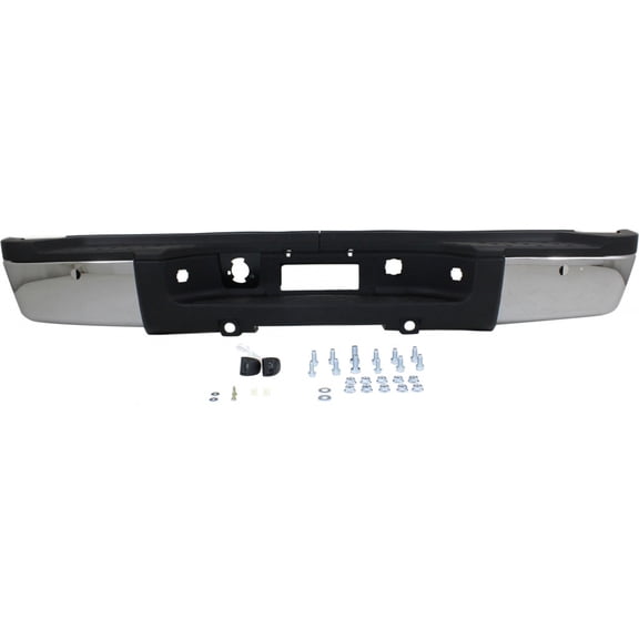For Chevy Silverado 3500 HD 2007 2008 2009 2010 Step Bumper Assembly | Rear | Chrome | w/ Pads & Brackets | w/ Sensor | GM1103151 | 20899361