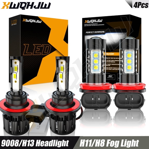 For Chevy Spark 2013-2014 LED Headlight Bulbs 9008/H13 High/Low Beam H11/H8 Fog Light 6000k 4pcs