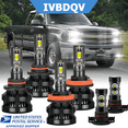 thumbnail image 1 of For Chevy Suburban 1500/2500 2007-2014 LED Headlight Bulbs High Low Beam+Fog Light Kits 9005+H11+5202 6Pcs, 1 of 13