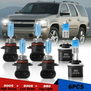 For Chevy Tahoe 2001 2002 2003 2004 2005 2006 6x Combo 9005+9006 Halogen Headlight High/Low + 880 Fog Lights 4200K Bright