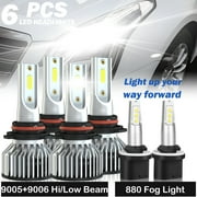 For Chevy Tahoe 2001 2002 2003 2004 2005 2006 6x Combo 9005+9006 LED Headlight High/Low + 880 Fog Lights 6000K 500% Brighter than Halogen