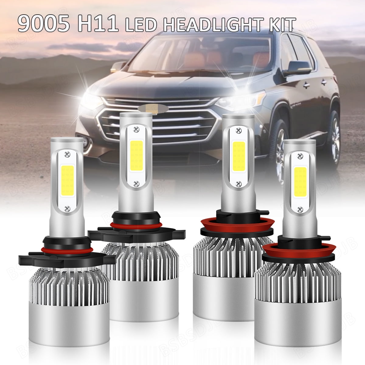 For Chevy Traverse 2009 2010 2011 2012 6000K LED Headlight High/Low Beam Bulbs