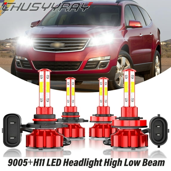 For Chevy Traverse 2009 2010 2011 2012 LED Headlight High Low Beam Bulbs Kit 6000K Pure White 4 Pack