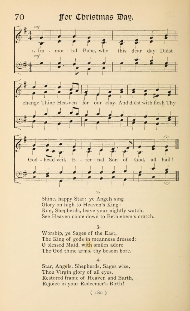 For Christmas Day Christmas Carols New & Old 1850 Canvas Art - (24 x 36)