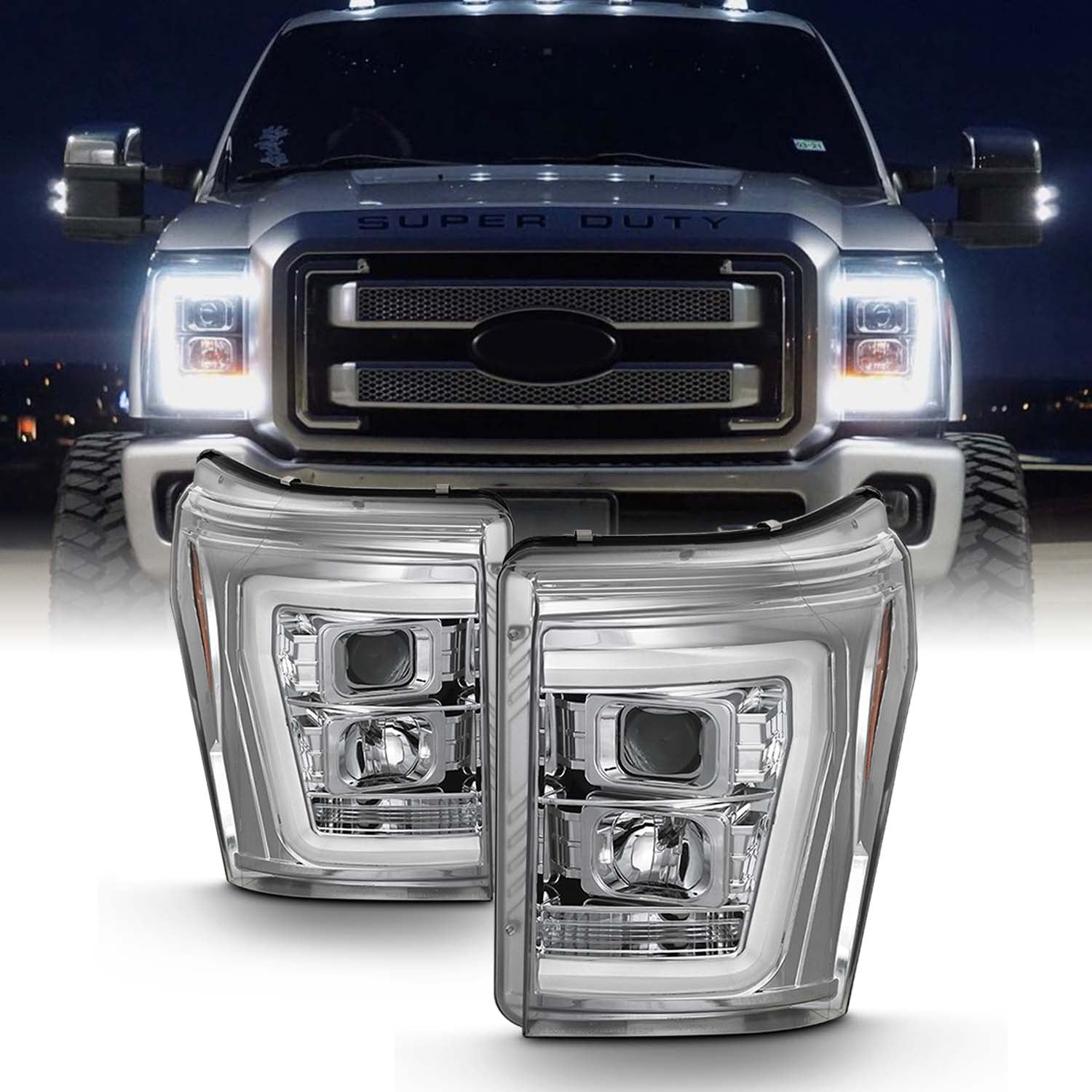 For Chrome 1116 Ford F250 F350 F450 Super Duty Light Bar Projector
