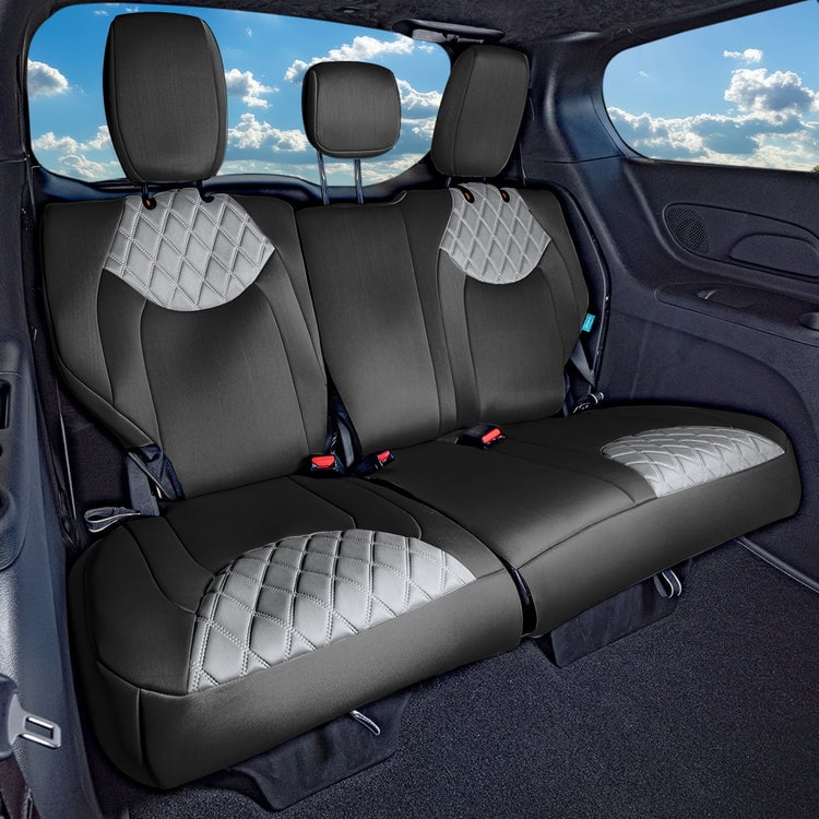 For Chrylsler Pacifica 2017-2025 FH Group Custom Fit Car Seat Covers [3rd Row - Rear Bench] Gray/Black