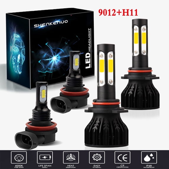 For Chrysler 200 2003 2004 LED Headlight Bulbs,9012 High beam and Low Beam and H11 Fog light Bulbs,Pack of 4