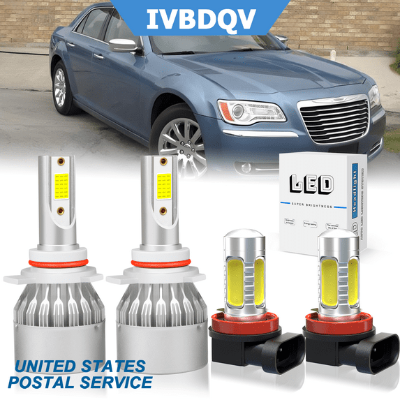 For Chrysler 300 2011-2014 LED Headlight Bulbs 9012 Hi/Lo Beam H11 Fog Light 6000k 4Pack