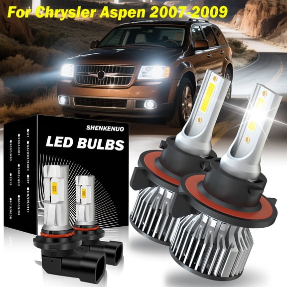 For Chrysler Aspen 2007-2009 Combo 9008 H13 9145 LED Headlight Fog Light Bulbs