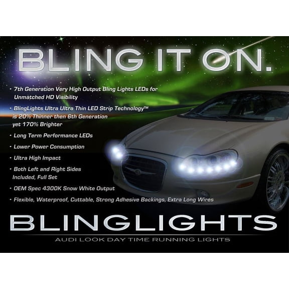 For Chrysler Concorde LED DRL Light Strips Headlamps Headlights Head Lamps Day Time Running Strip Lights