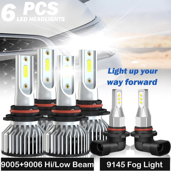For Chrysler PT Cruiser 2001-2010 Combo LED Headlight Hi-Low Fog Light Bulbs Kit,500% Brighter than Halogen