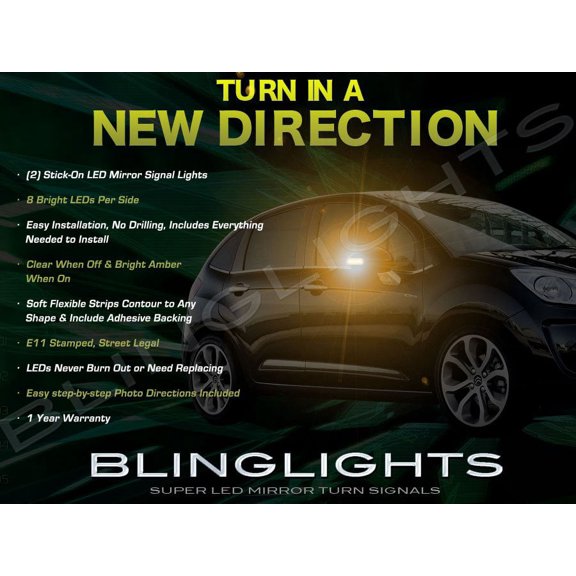 For Citron C3 LED Side Mirror Turn Signal Lights Signaler Lamps set pair