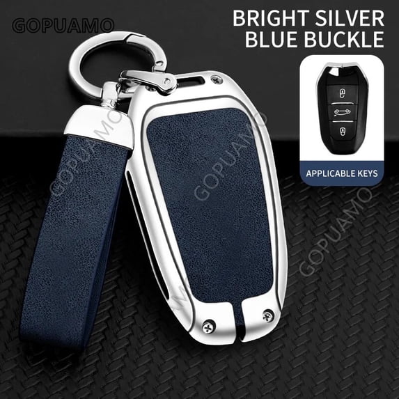 For Citroen A 3 buttons key case C4 C3 C6 CACTUS Car Remote Key Case Cover Shell Zinc alloy+leather Car Key Case Cover Shell