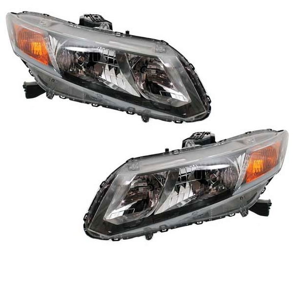 For Civic Coupe/Sedan Headlight Headlamp Front Head Light Lamp w/Bulb PAIR SET