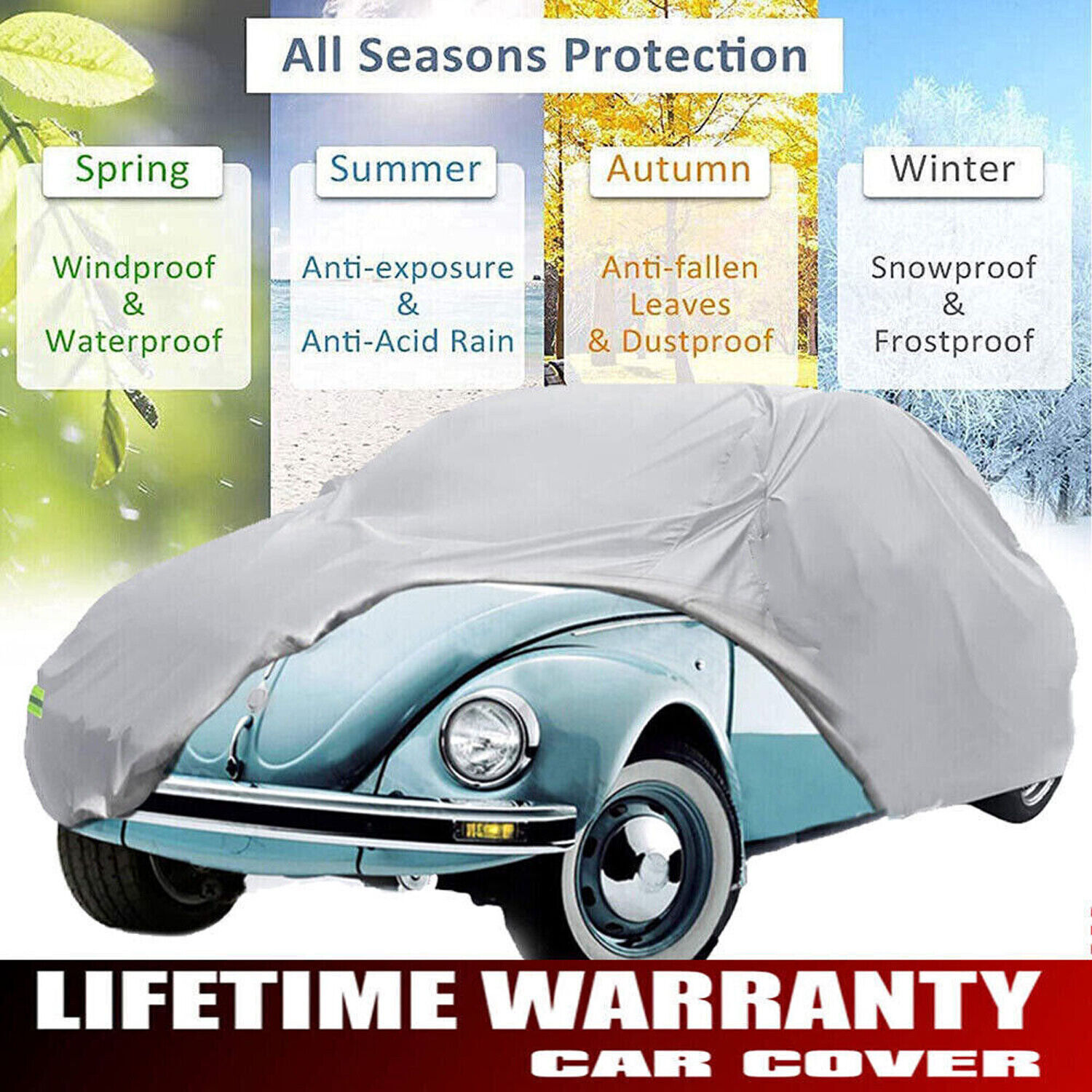 For Classic Volkswagen Super Beetle Car Cover Waterproof Rain Dust