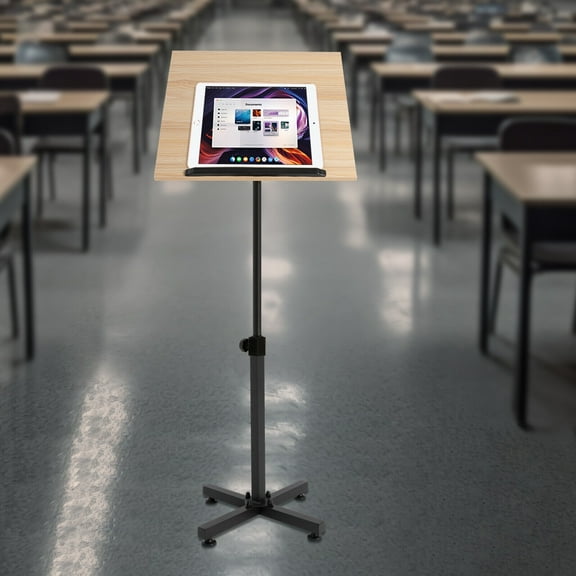 For Classroom, Office, Church, Tilting Desktop with Edge Stopper Lectern Podium Stand, Height Adjustable Laptop Table, Portable Presentation Standing