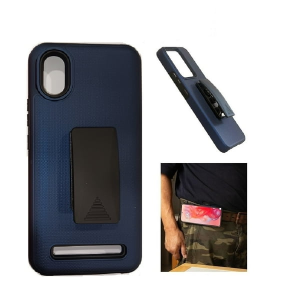 For Cloud Mobile C8/ Stratus C8 Case, Shockproof 360-Degree Rotating Belt Clip Kickstand Case Cover (Blue)